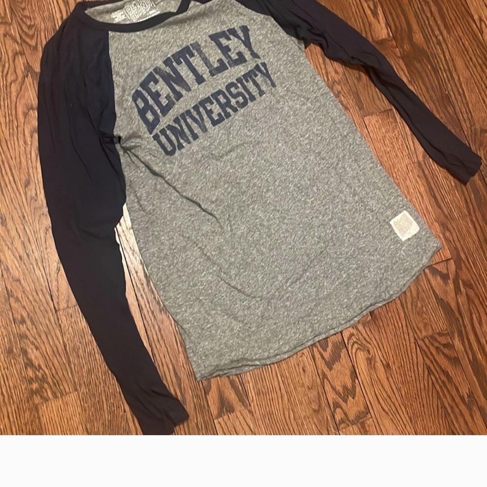 Gray and Black Bentley University Long Sleeve Shirt